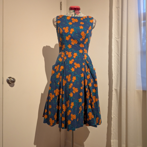 Collectif Dresses & Skirts - Collectif Hepburn Dress Size UK10 S US6 Blue And Orange